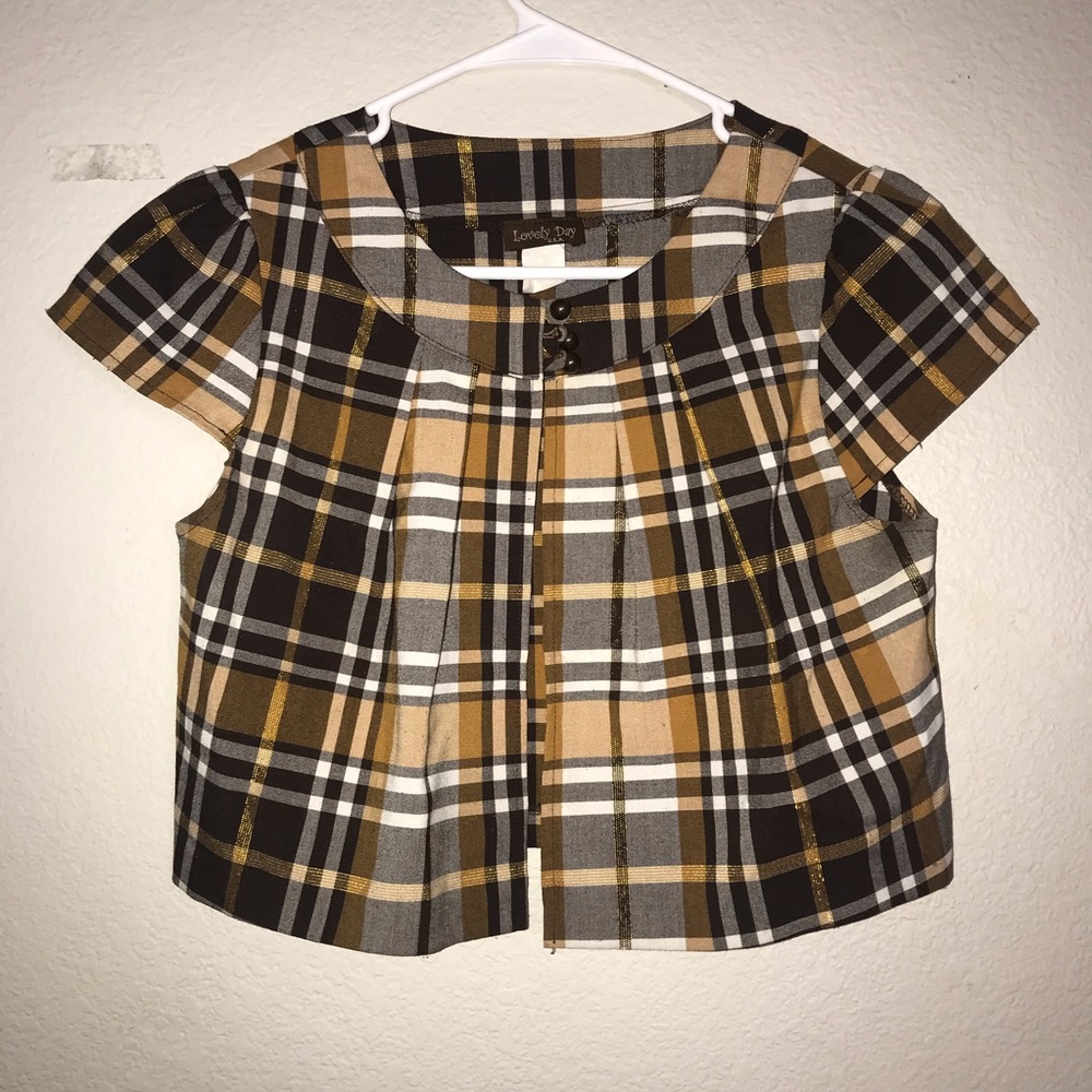 Gold Brown Tan Plaid Lovely Day jacket/shawl!!!!